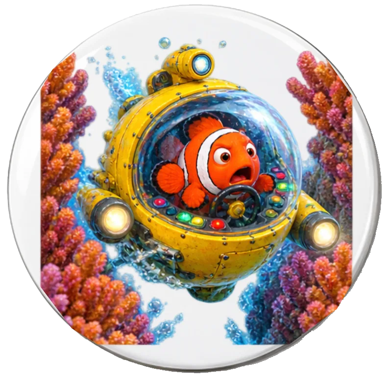Round Photo Magnet on a magnet