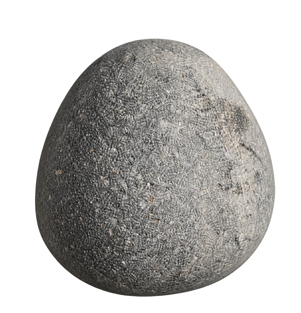 Natural gray pebble, isolated; illustrative material study